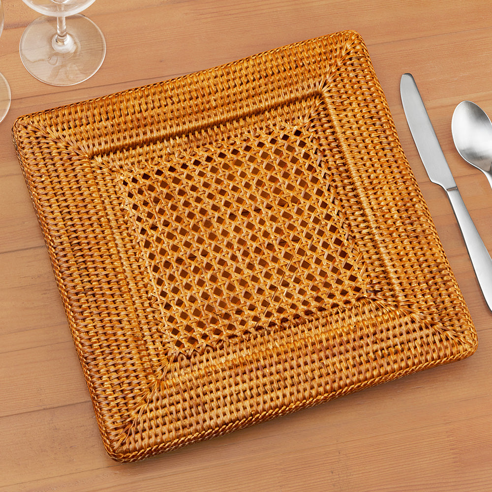 Caspari Square Paper Plates - Rattan – To The Nines Manitowish Waters