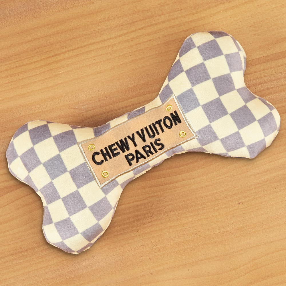 Checker Chewy Vuiton Bone Dog Toy, Dog Toys