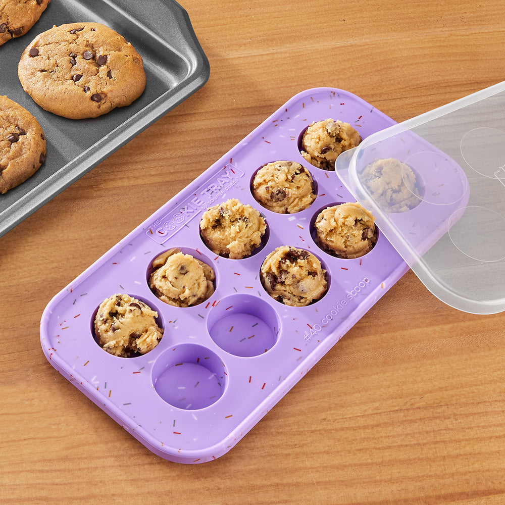  Souper Cubes The Cookie Tray - Silicone Molds for Baking -  Freeze and Store Perfect Cookie Dough Rounds - Convenient Baking Supplies -  Lavender With Sprinkles - 2-Pack: Home & Kitchen