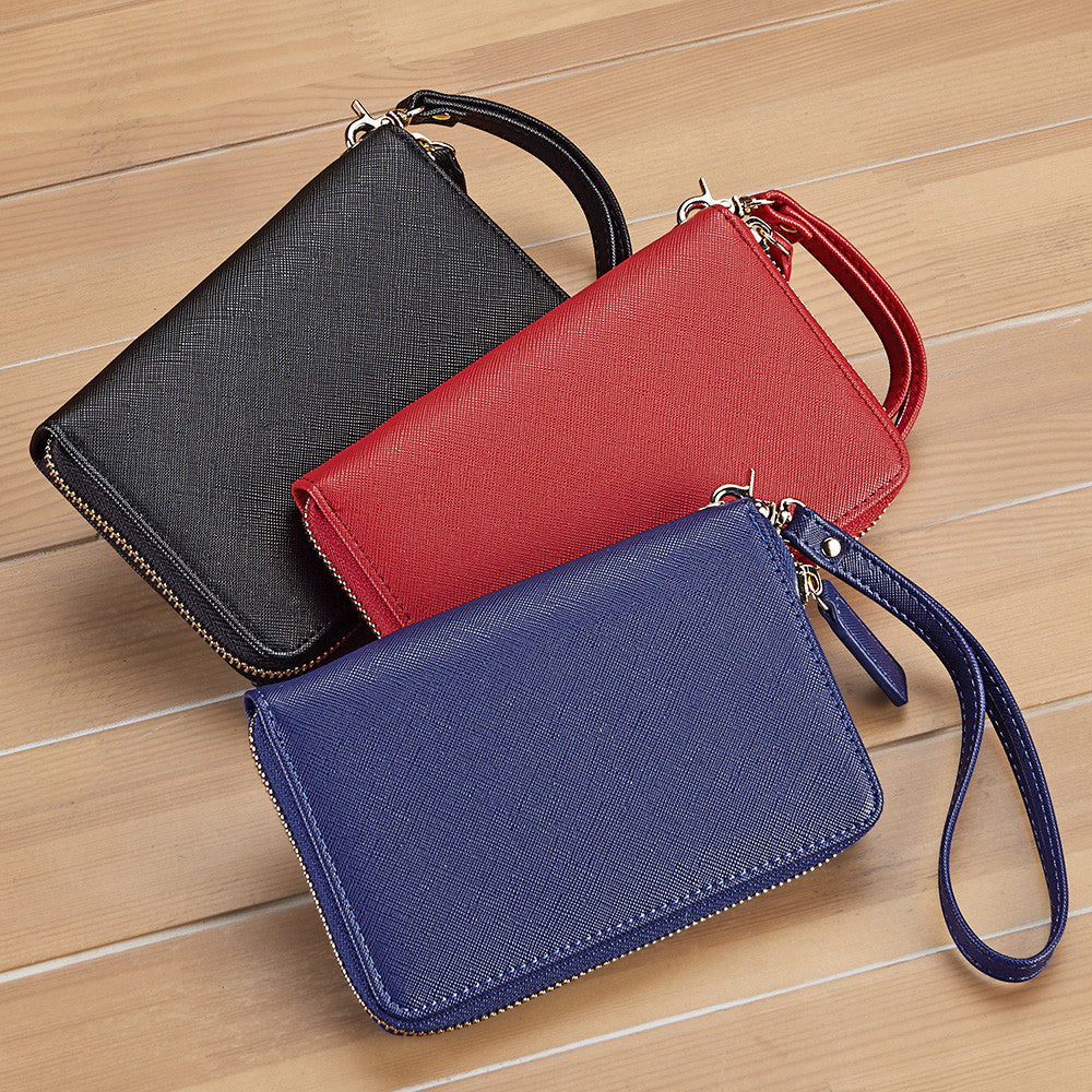 Classic Style Wallet With Wristlet Elegant Zipper Faux Leather