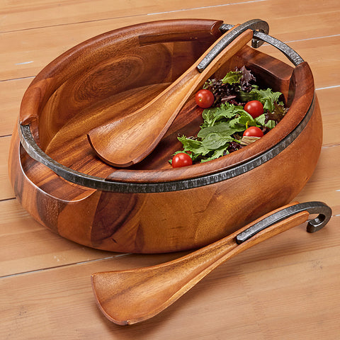 Anvil Wood Salad Bowl and Server Set by Nambé