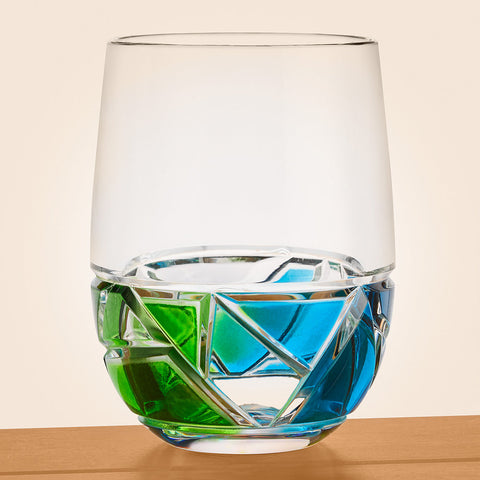 Mosaic Acrylic Stemless Wine Glass, Rainbow