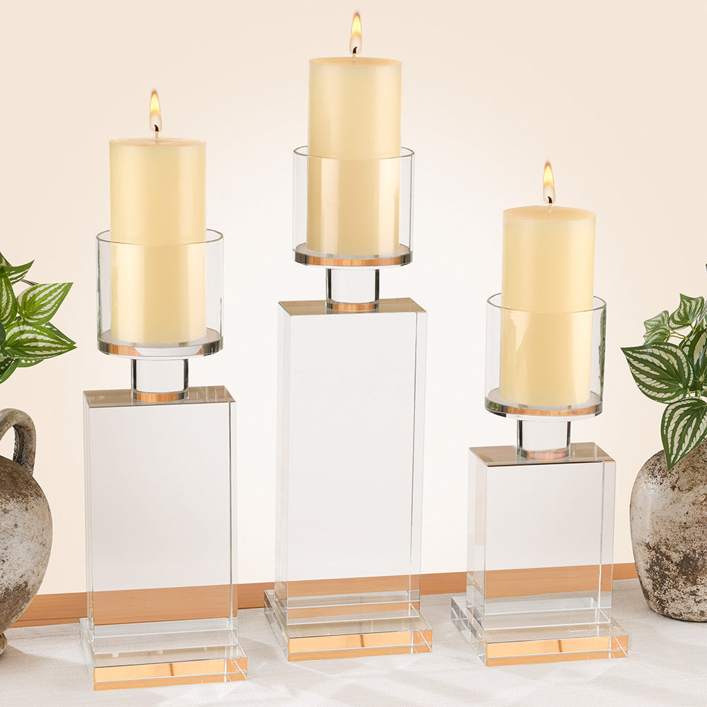 Crystal Block Pillar Candleholder