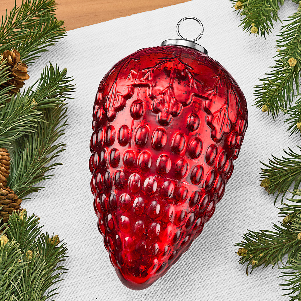 Mercury Glass Pinecone Ornament, 8.5"