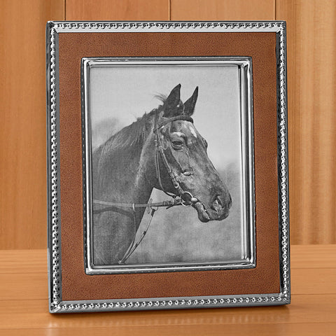 Silver-Trimmed Leather Photo Frame