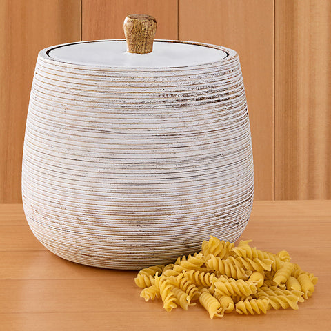 Whitewashed Ribbed Mango Wood Canisters