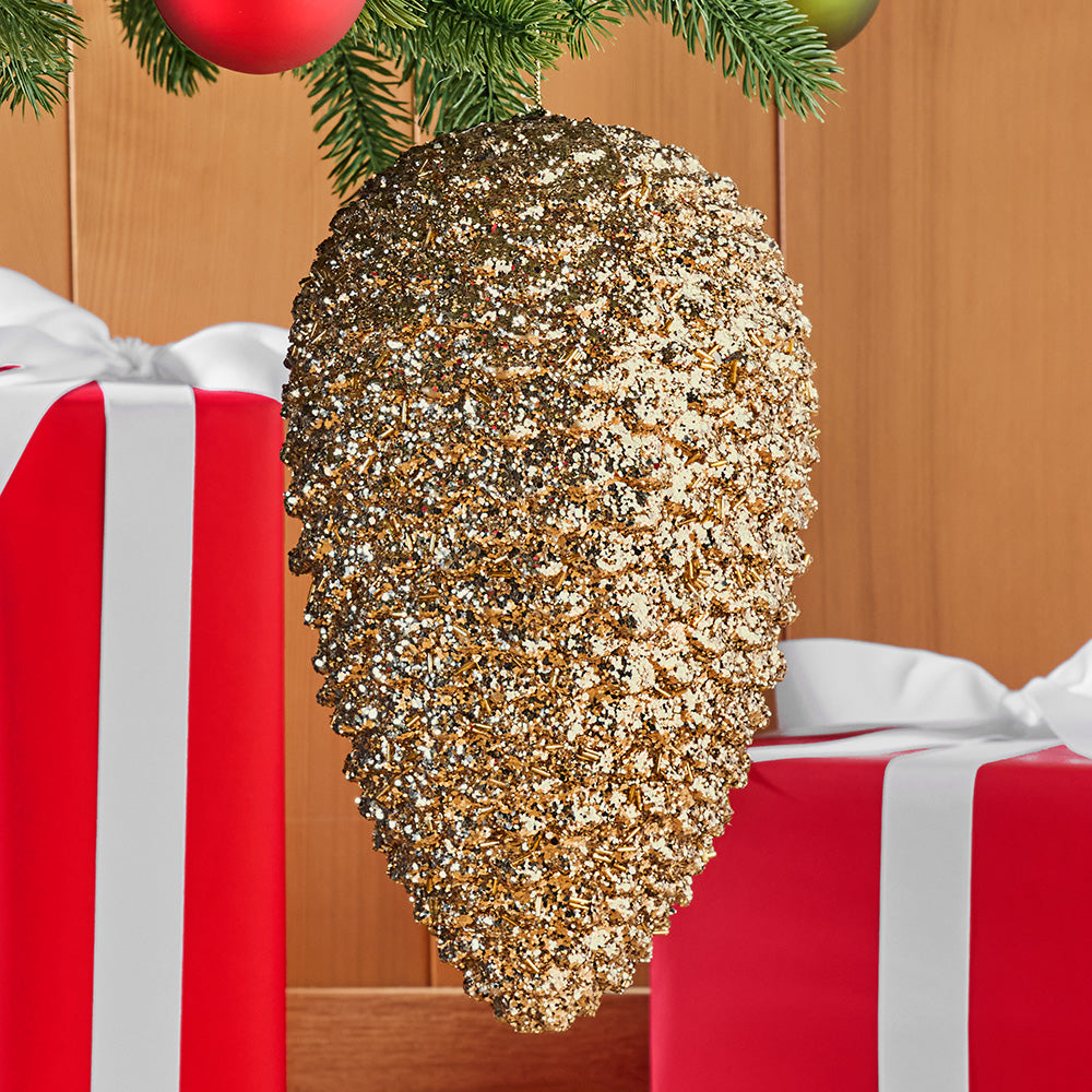 Gold Glitter Pinecone Ornament – 12"