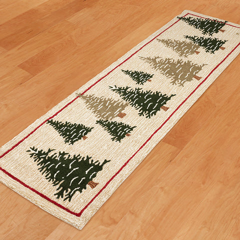 Chandler 4 Corners 30" x 8' Hooked Runner, Frosty Trees