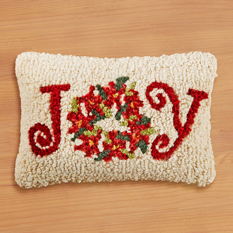 Chandler 4 Corners 12" x 8" Hooked Pillow, "Joy" Poinsettia