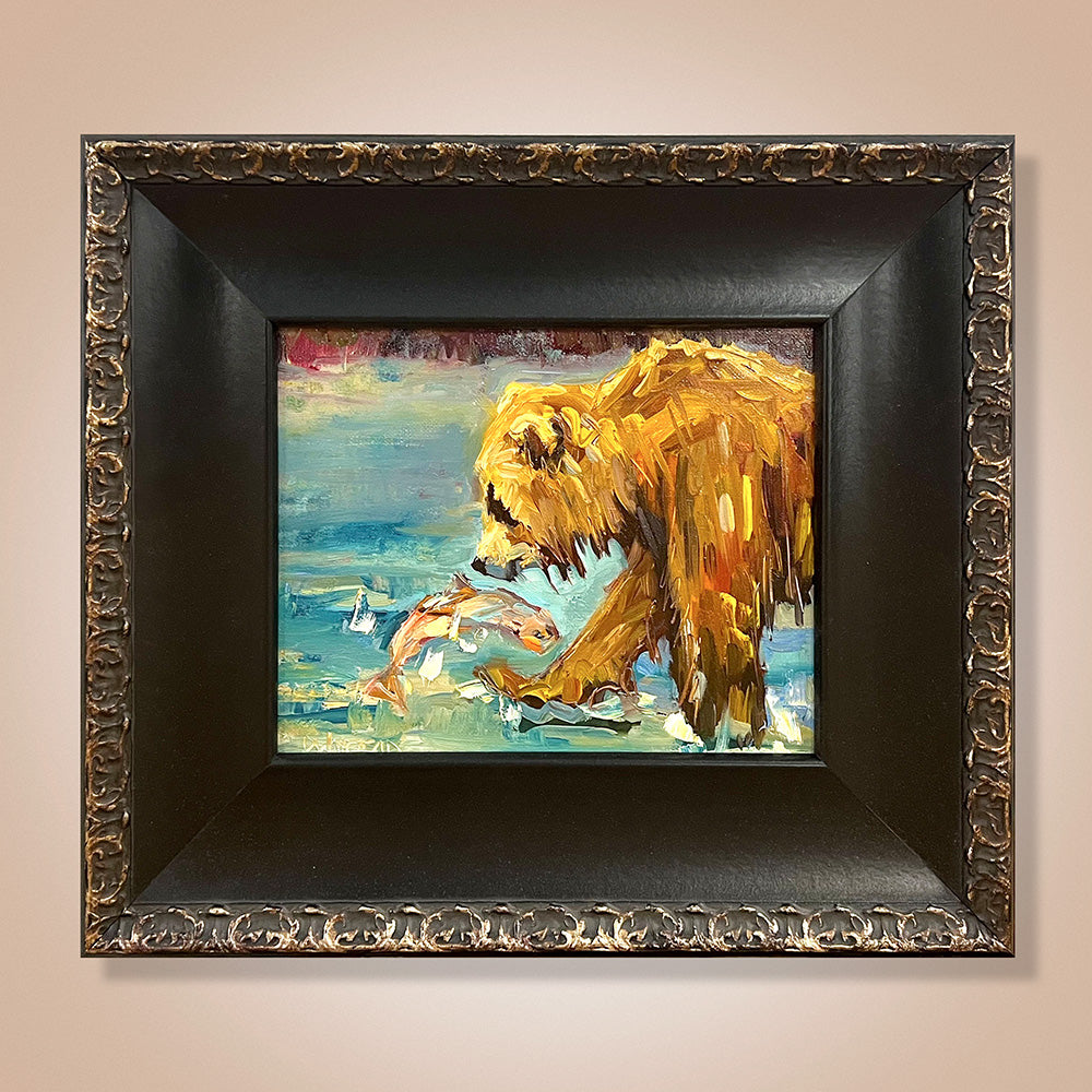 "Baby Bear Catch" Original Oil Painting by Diane Whitehead