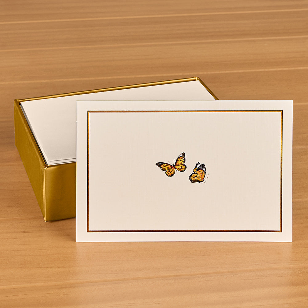 Embossed Blank Note Card Set, Monarch Butterflies