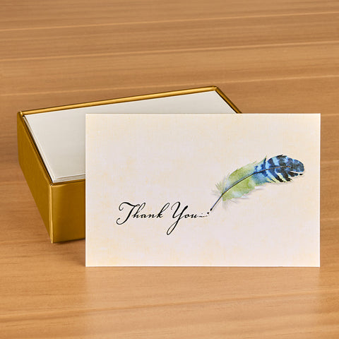 Thank You Card Set, Watercolor Quill