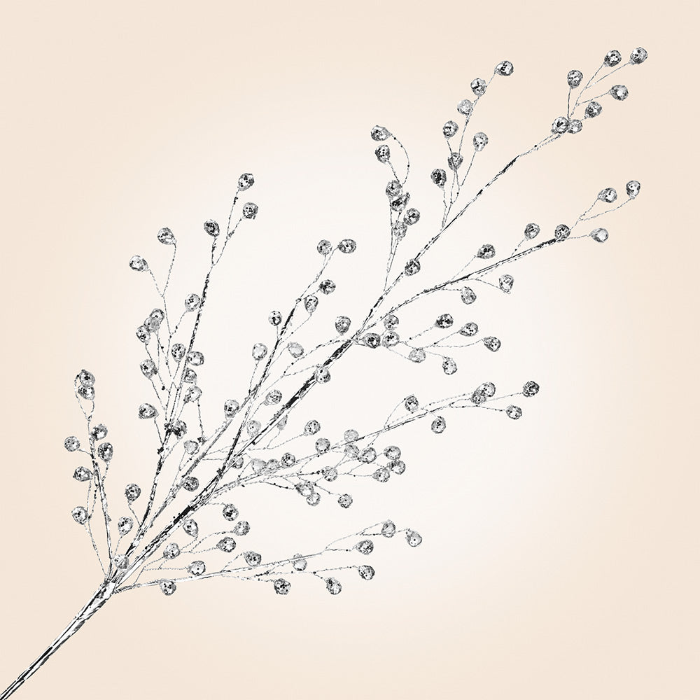 Glittered Glass Berry Branch Spray, 26"