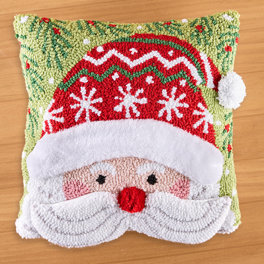 Peking Handicraft 14" Hooked Pillow, Santa