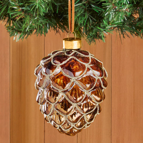 Glittery Glass Pinecone Ornaments