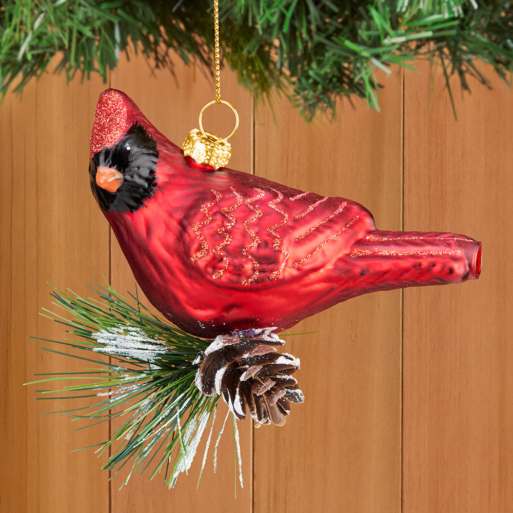 Glass Cardinal Ornament - 4.5"