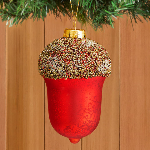 Beaded Glass Acorn Ornament