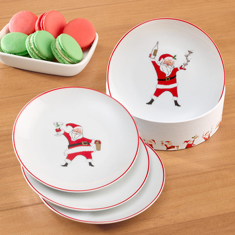 Tableau Appetizer Plate Set, Cocktails with Santa