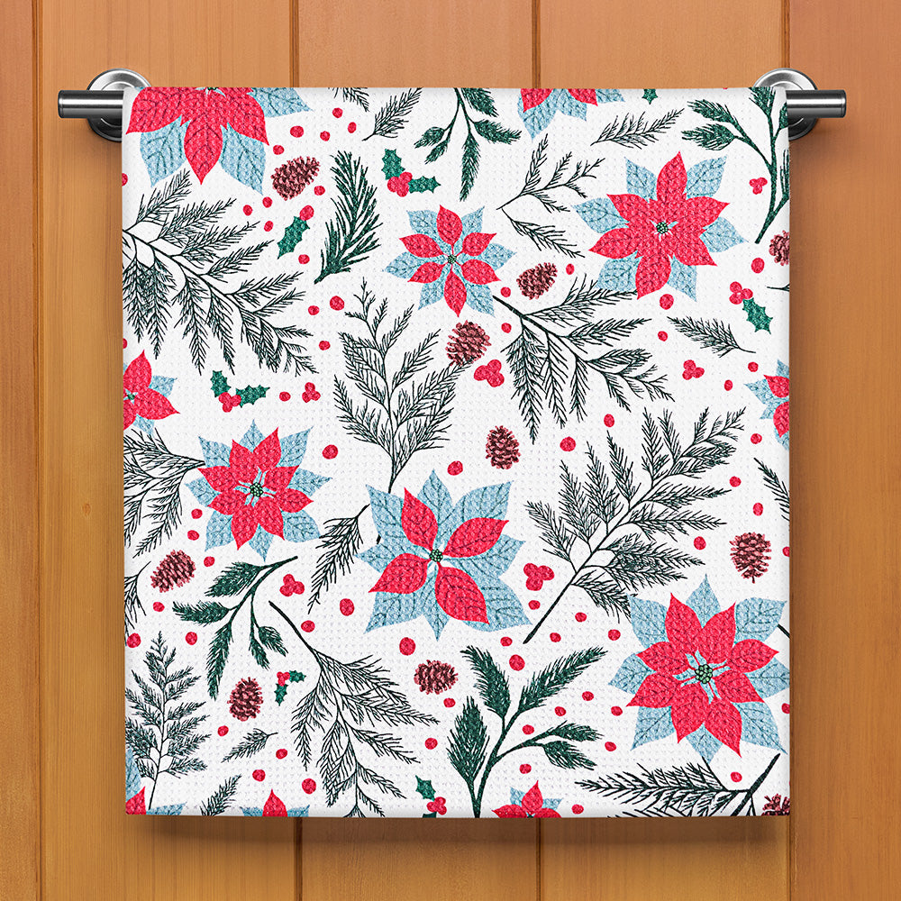 Geometry Tea Towel, Woodland Poinsettia