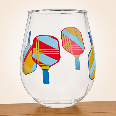 Acrylic Stemless Wine Glass, Pickleball