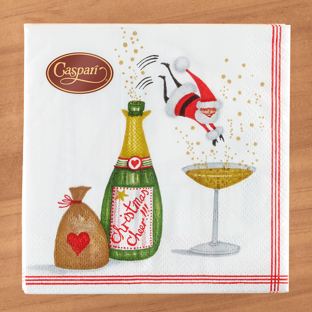 Caspari Paper Napkins, Santa Splash