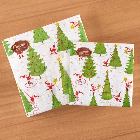 Caspari Paper Napkins, Twirling Santas