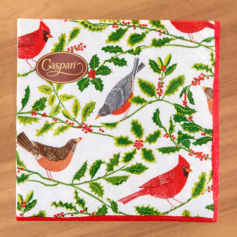 Caspari Paper Napkins, Songbirds and Holly