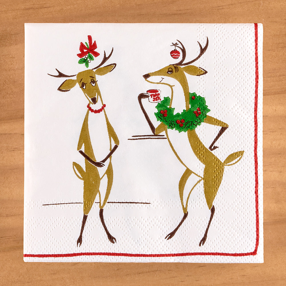 Caspari Paper Napkins, Christmas Cocktails with Rudolph