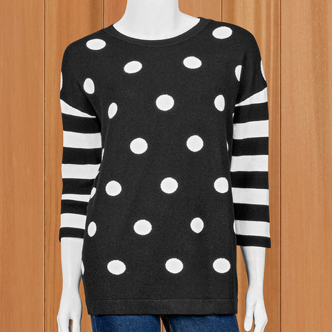 Renuar Women's Dot and Stripe Knit Pullover