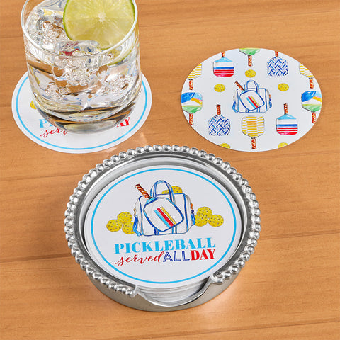 Mariposa Aluminum Coaster Set, Pickleball