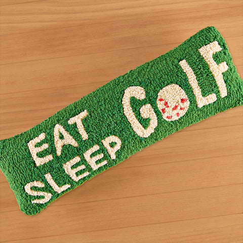 Chandler 4 Corners 8" x 24" Hooked Pillow, Eat Sleep Golf