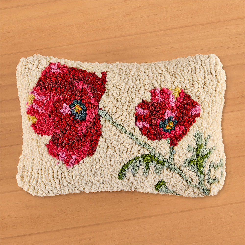 Chandler 4 Corners 8" x 12" Hooked Pillow, Poppy Flower