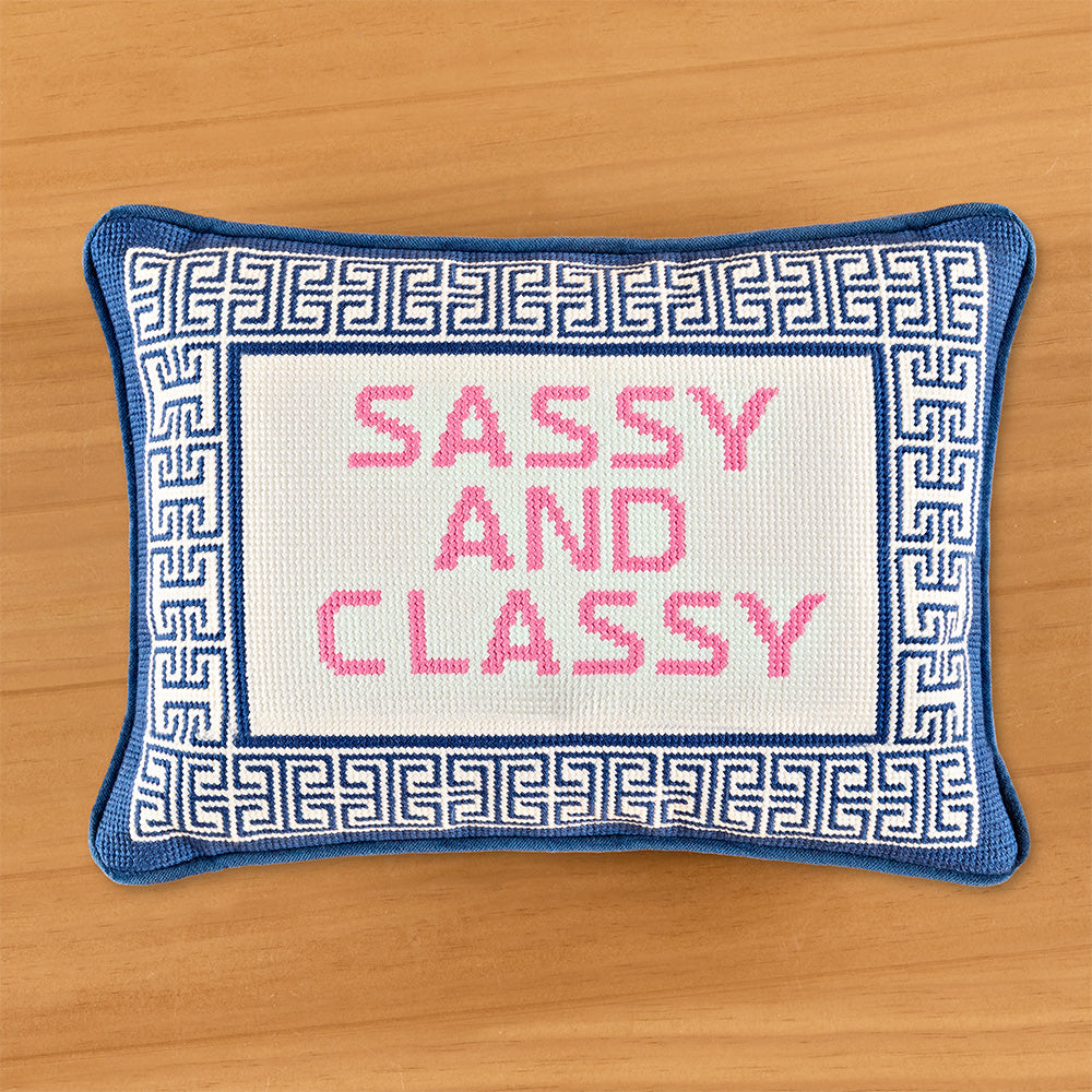 Peking Handicraft 14" X 10" Embroidered Pillow, "Sassy and Classy"