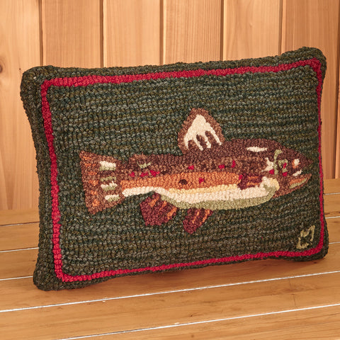 Chandler 4 Corners 14" x 20" Hooked Pillow, Brown Trout