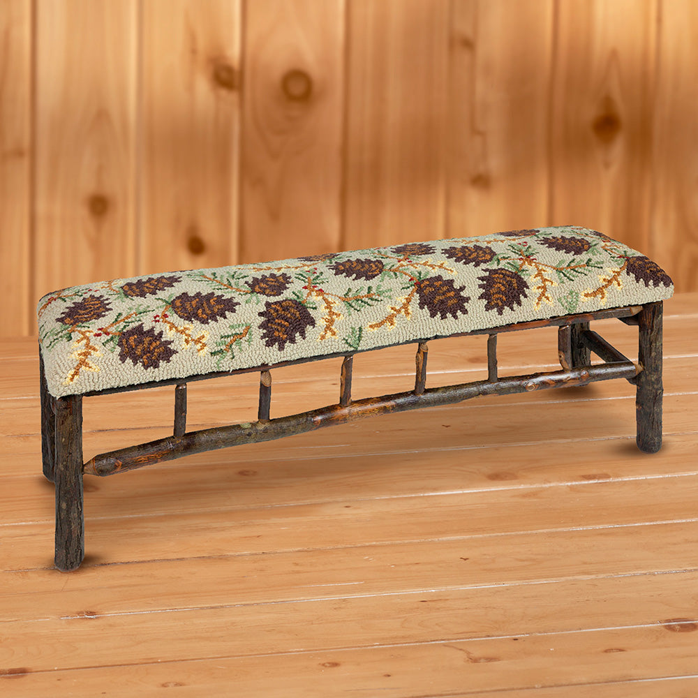 Chandler 4 Corners 48" Hickory Bench, Northwoods Pinecones