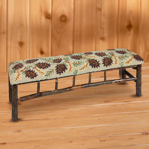 Chandler 4 Corners 48" Hickory Bench, Northwoods Pinecones