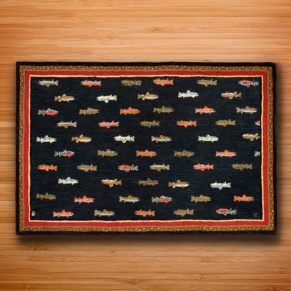 Chandler 4 Corners 6' x 9' Hooked Rug, River Fish