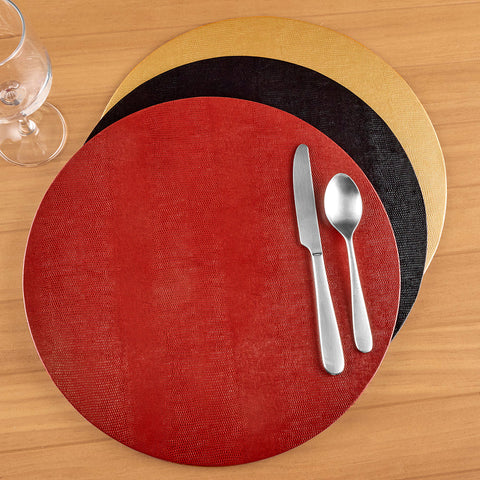 Caspari Lizard Felt-Backed Placemats, Round