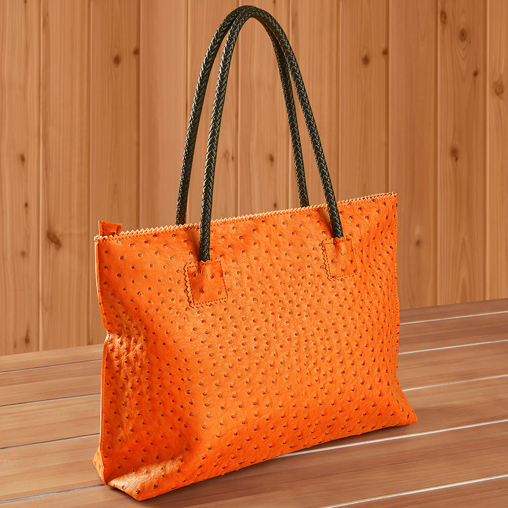 orange ostrich bag