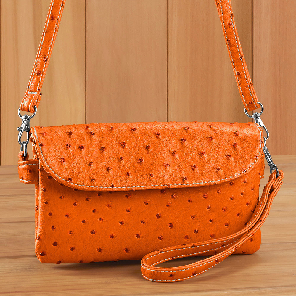Orange Ostrich Handbag