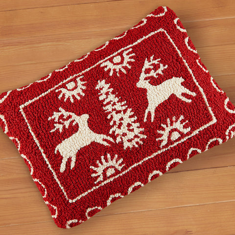 Chandler 4 Corners 14" x 20" Hooked Pillow, Alpine Deer