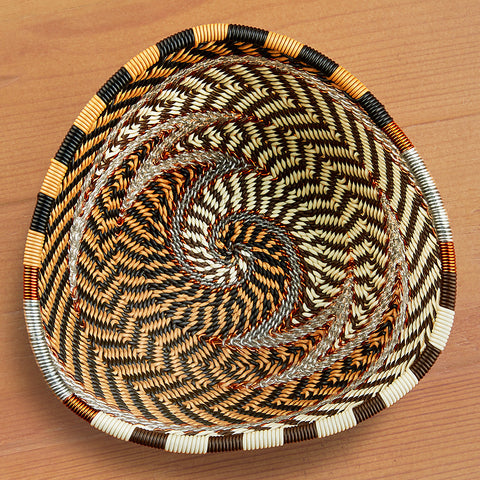 Triangle Telephone Wire Bowl, Zig Zag Spiral