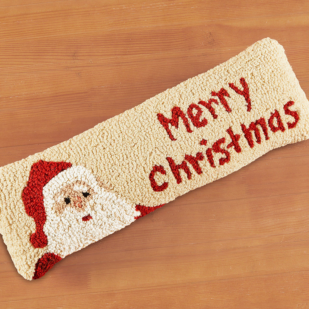 Chandler 4 Corners 8" x 24" Hooked Pillow, Merry Santa