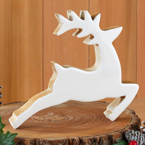 Enameled Mango Wood Prancing Reindeer