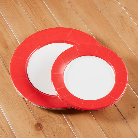 Caspari Linen Paper Plates - Red